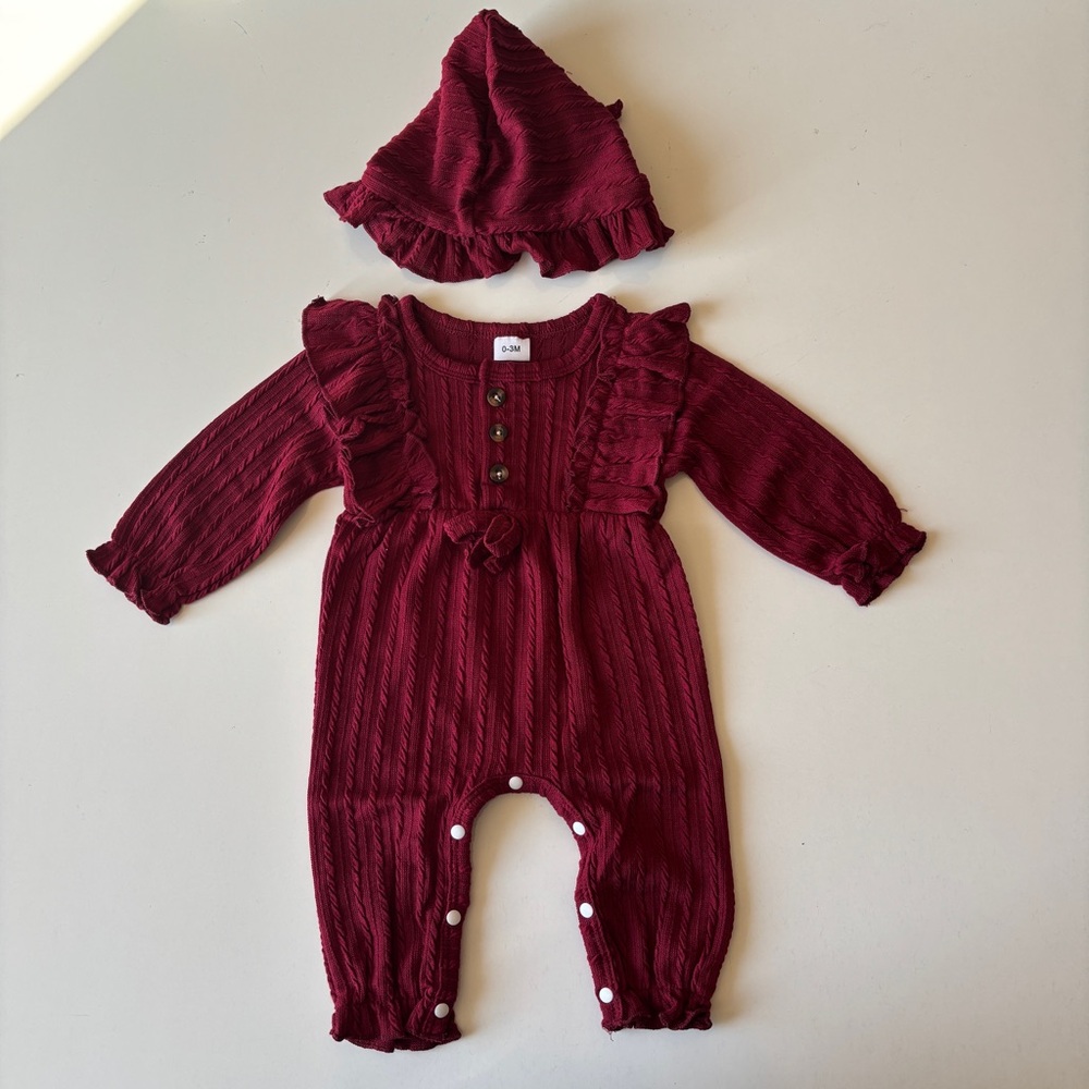 Eaerobic Newborn Jumpsuit with Hat, 0-3mos